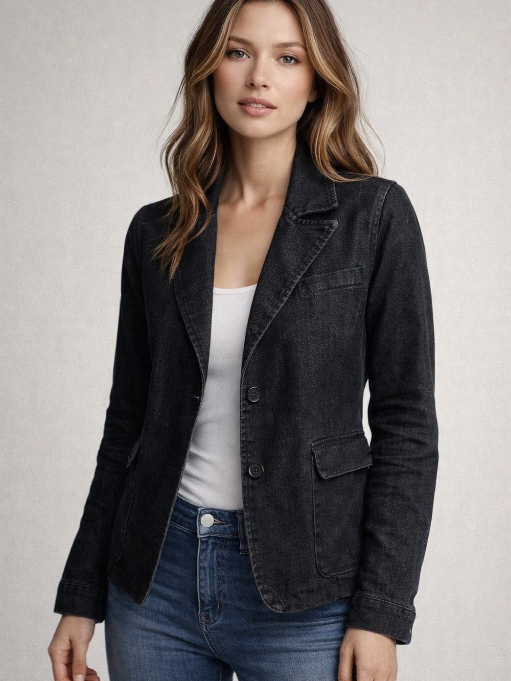 Banana Republic Black Denim Blazer Jacket
